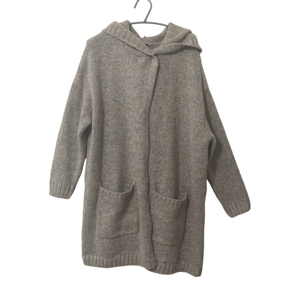 Free People Oversized Hooded Cardigan Sweater Knit Button Front Pockets Boho S